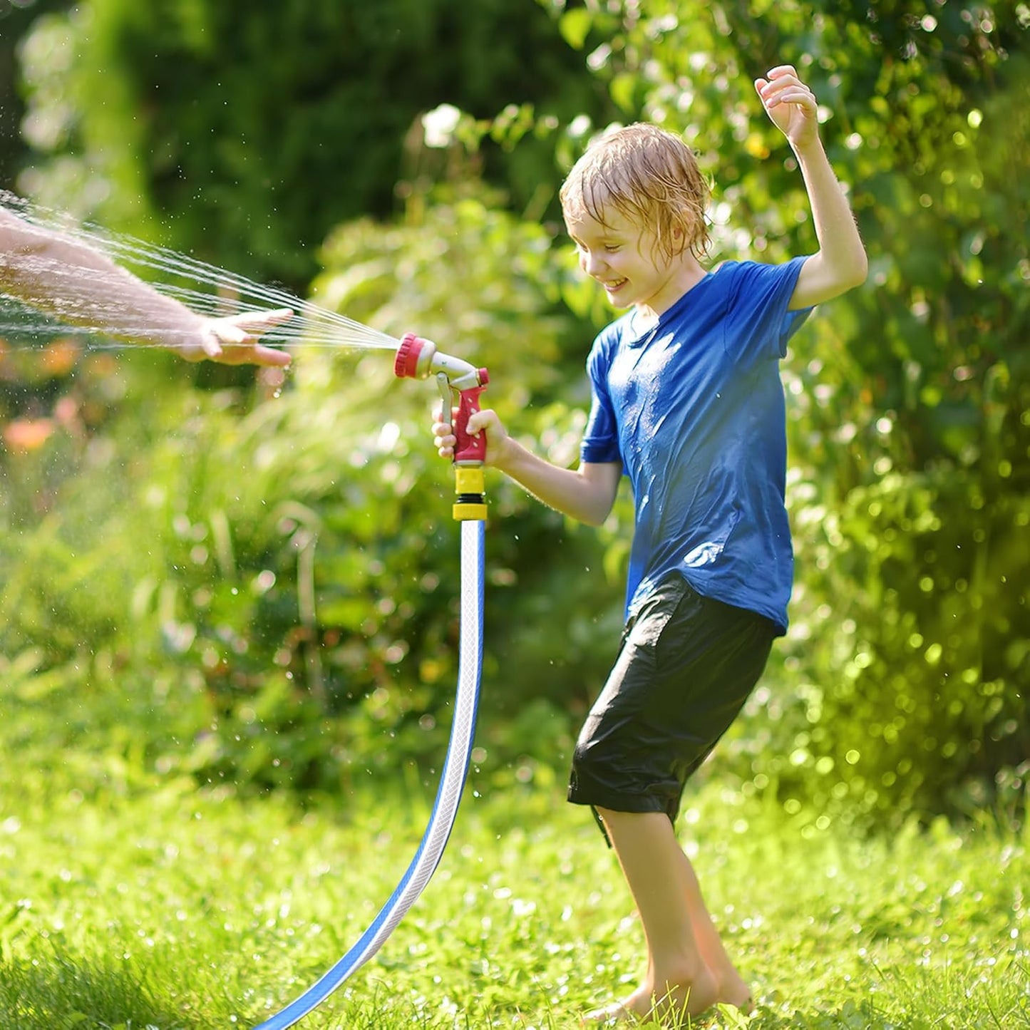 Short Leader Blue Garden Hose 3/4 in. x 5 ft.-Kink Free, Leakproof, Flexible -Heavy Duty Durable Lightweight Water Pipe for Commercial Use, Lawn Care & Equipment Connection - Male to Female Fittings