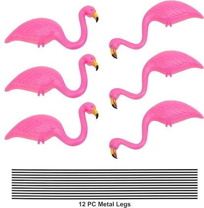 GiftExpress Pink Flamingos Yard Decorations - 6 Pack Small 14" Tall Plastic Flamingo Statue w/Metal Stakes - Flamingo Lawn Ornaments & Garden Decor for Outdoor Parties