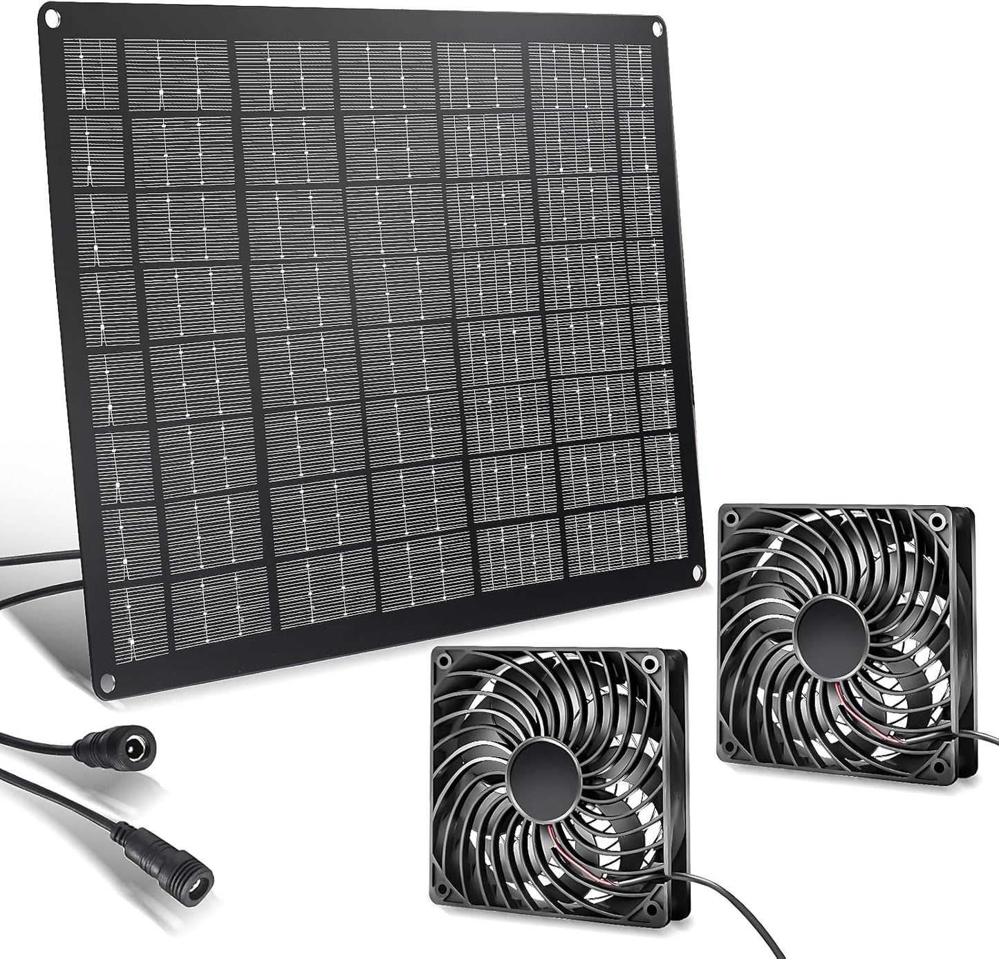 Solar Fan 15W Solar Powered Exhaust Fan Kit, 2 Mini Fans, Portable Ventilation Solar Fan for Chicken Coops, Dog Houses, Greenhouses, Pet Homes, Gardens