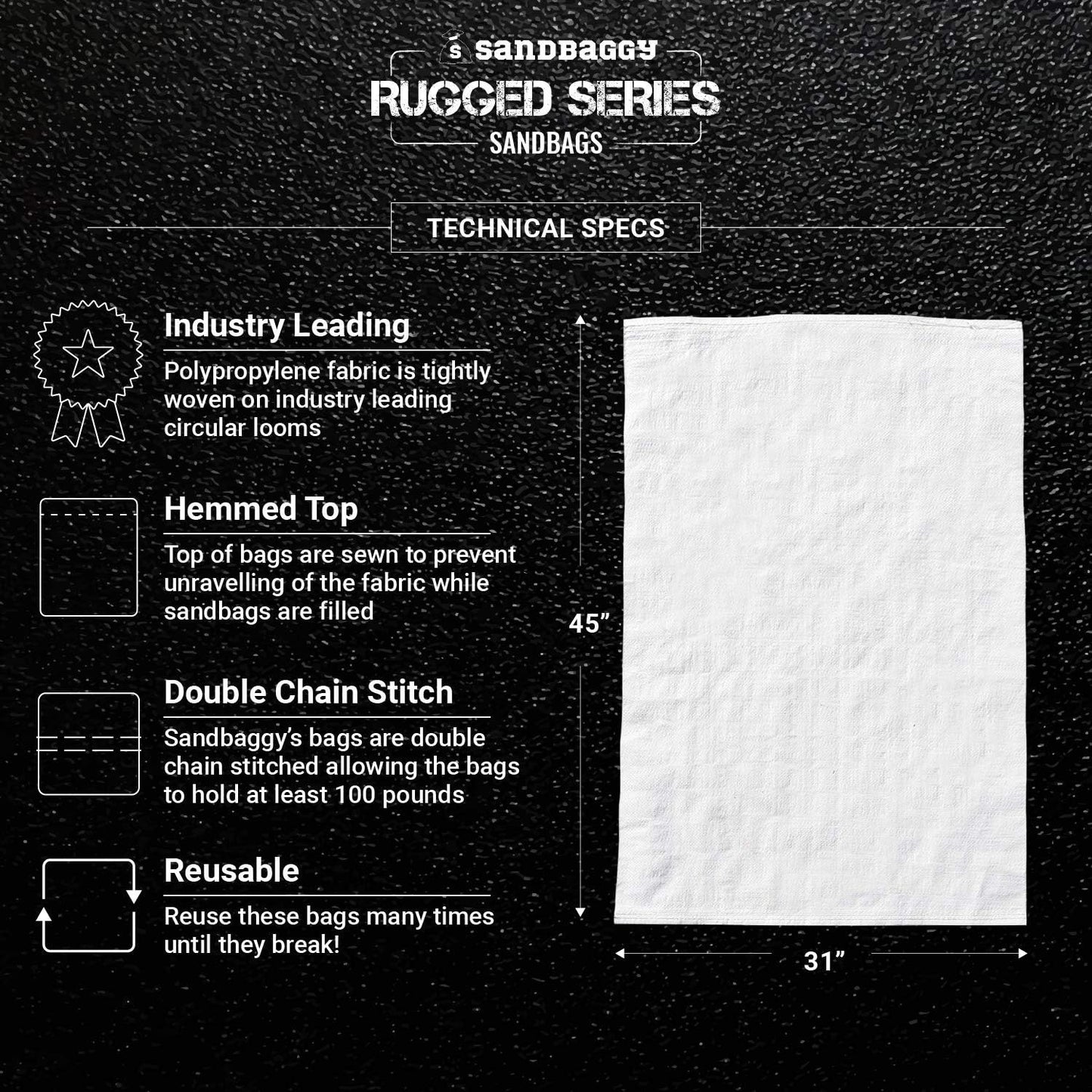 Sandbaggy Large Sandbags - Size: 31" x 45" - Thick Heavy Duty Contractor Bags, Heavy Duty Garbage Bags, Dumpster Bag, Construction Trash Bags, Contractor Bags 6 mil (10)
