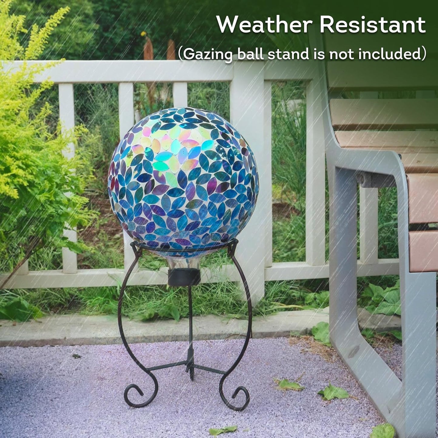 Lily's Home 10" Mosaic Gazing Ball for The Garden, Patio, and Courtyard. Indoor/Outdoor Glass Gazing Globe Yard Decoration. Vibrant Colores and Ideal Lawn décor and Gift.