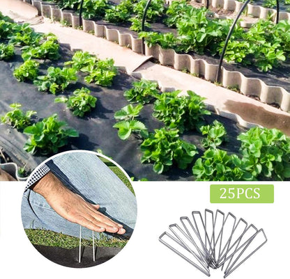 6 Inch Galvanized Garden Landscape Staples Stakes 25 50 100 PCS Anti-Rust Garden Staples U-Shaped Landscape Pins for Secure Lawn Fabric (25, 6 Inch)