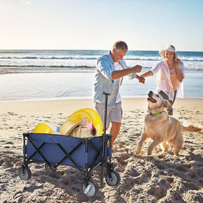 Collapsible Wagon, Beach with Big Wheels for Sand, Grocery Wagon All-Terrain Wheels Garden Grocery for Shopping, Park Picnic, Camping, Beach Trip