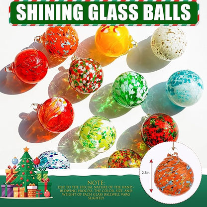 Hand Blown Glass Gazing Balls for Garden Hanging Friendship Balls Christmas Ball Ornaments for Xmas Tree Decoration (Orange - A)
