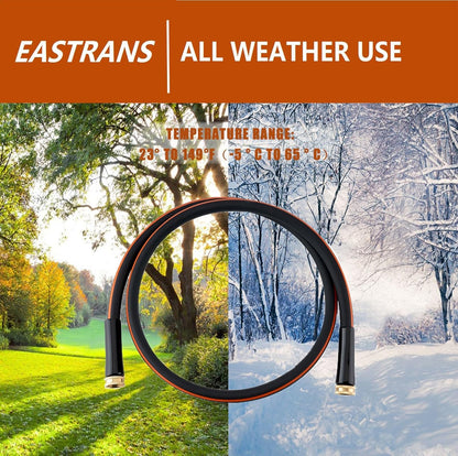 EASTRANS Short Garden Hose 10 ft x 5/8", Heavy Duty Black Orange Water Hose with Female to Female Brass Connector for All-weather Outdoor