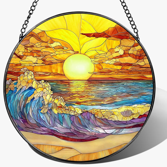 8-Inch Stained Glass Ornament, Stained Glass Window Hanging, Window Hanging Decor Suncatcher