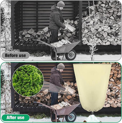 4 Pcs Plant Covers Freeze Protection 35.4" x 59" Winter Frost Blankets for Outdoor Plants with Zipper Drawstring Frost Cloth Freeze Covers Warm Shrub Jacket for Fruit Tree Potted(Beige)