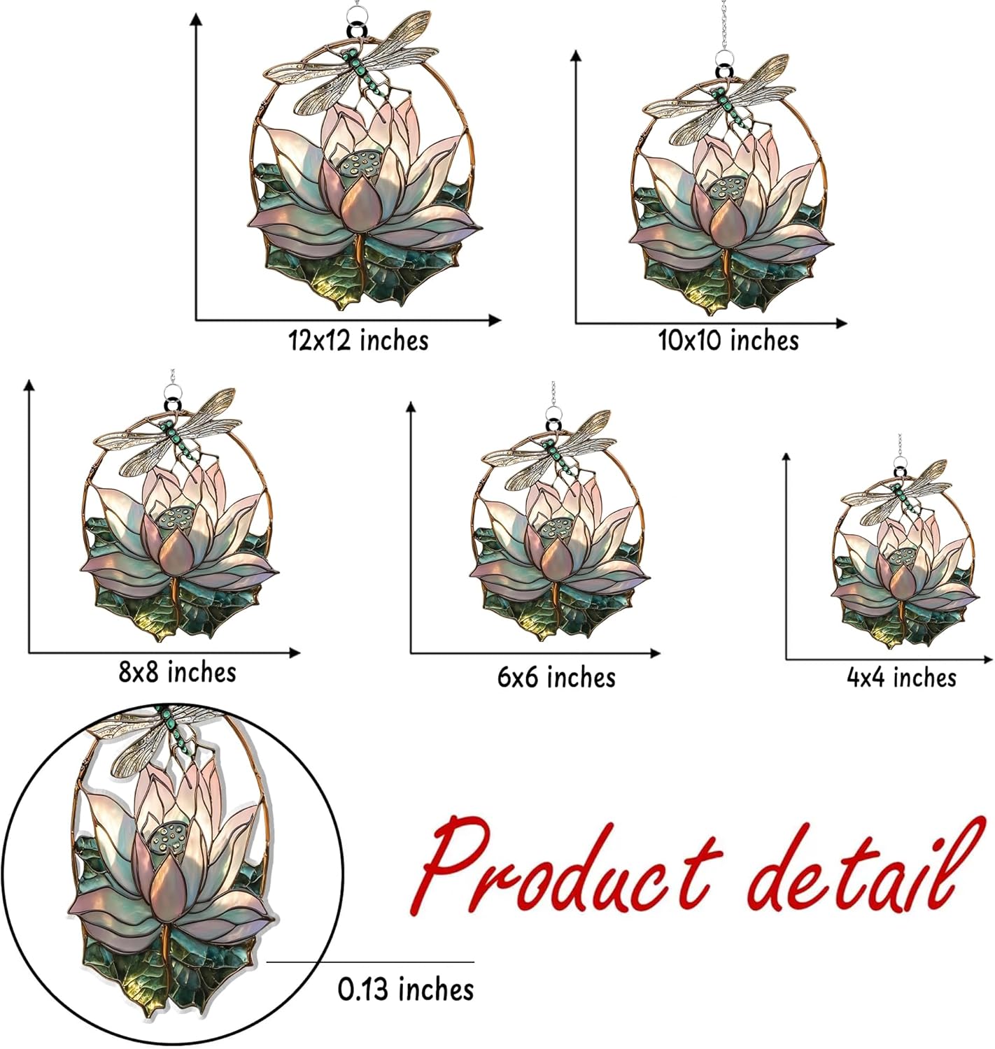 Dragonfly Lotus Acrylic Suncatcher Stained Glass Effect Window Car Hanging Christmas Ornament Indoor Outdoor Decor Garden Sun Catcher Panel for Dragonfly Lover for Women Mom Grandma