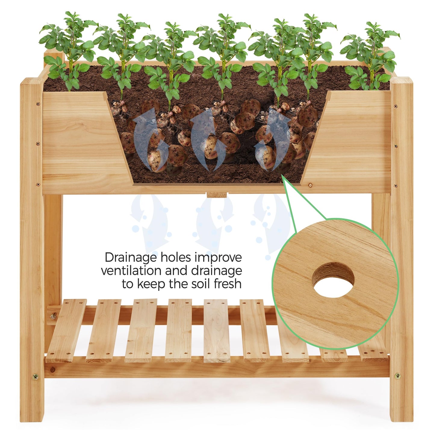 Yaheetech 34" Raised Garden Bed with Legs, Wooden Planter Box, 1Pcs
