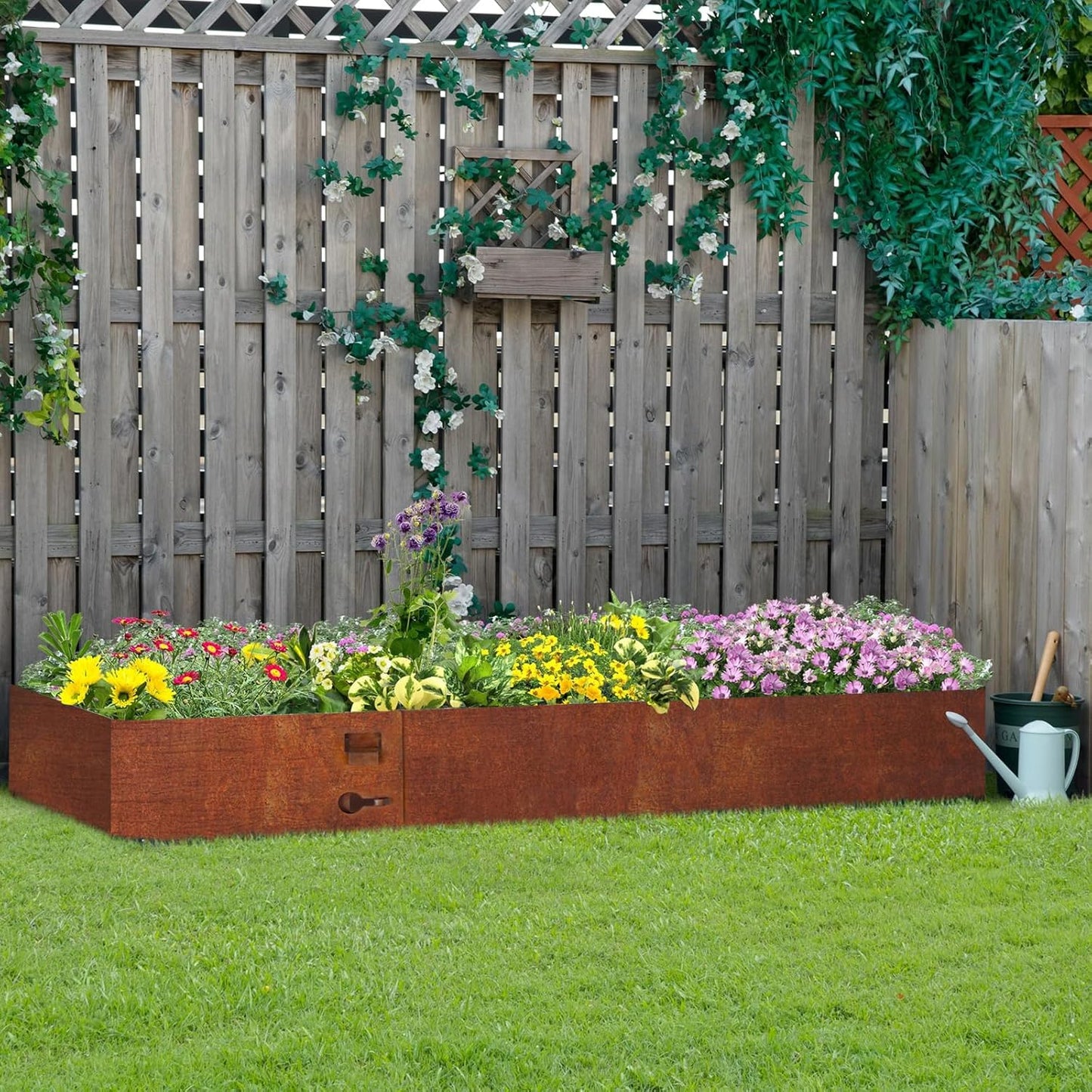42 Inch Cor-Ten Steel Landscape Edging, 9.4 Inch Hammer in Landscape Edging,Garden Edging Border for Lawn, Flower Bed, Yard