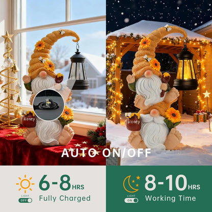Christmas Garden Gnome Statue with Solar Lights – Large Outdoor Sculptures for Patio, Lawn, Yard – Ideal Gifts for Moms, Women, Grandma, Birthdays, – Funny Double Gnomes Decoration for Christmas