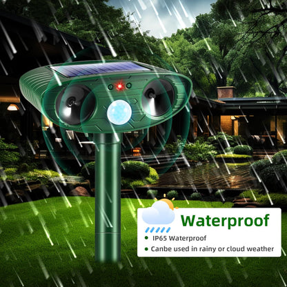2 Pack Solar Animal Repellent Ultrasonic Outdoor Squirrel Racoon Fortress pro,Cat Deer Repellent with Motion Sensor,Waterproof Mouse Dog Skunk Rabbit Deterrent for Yard