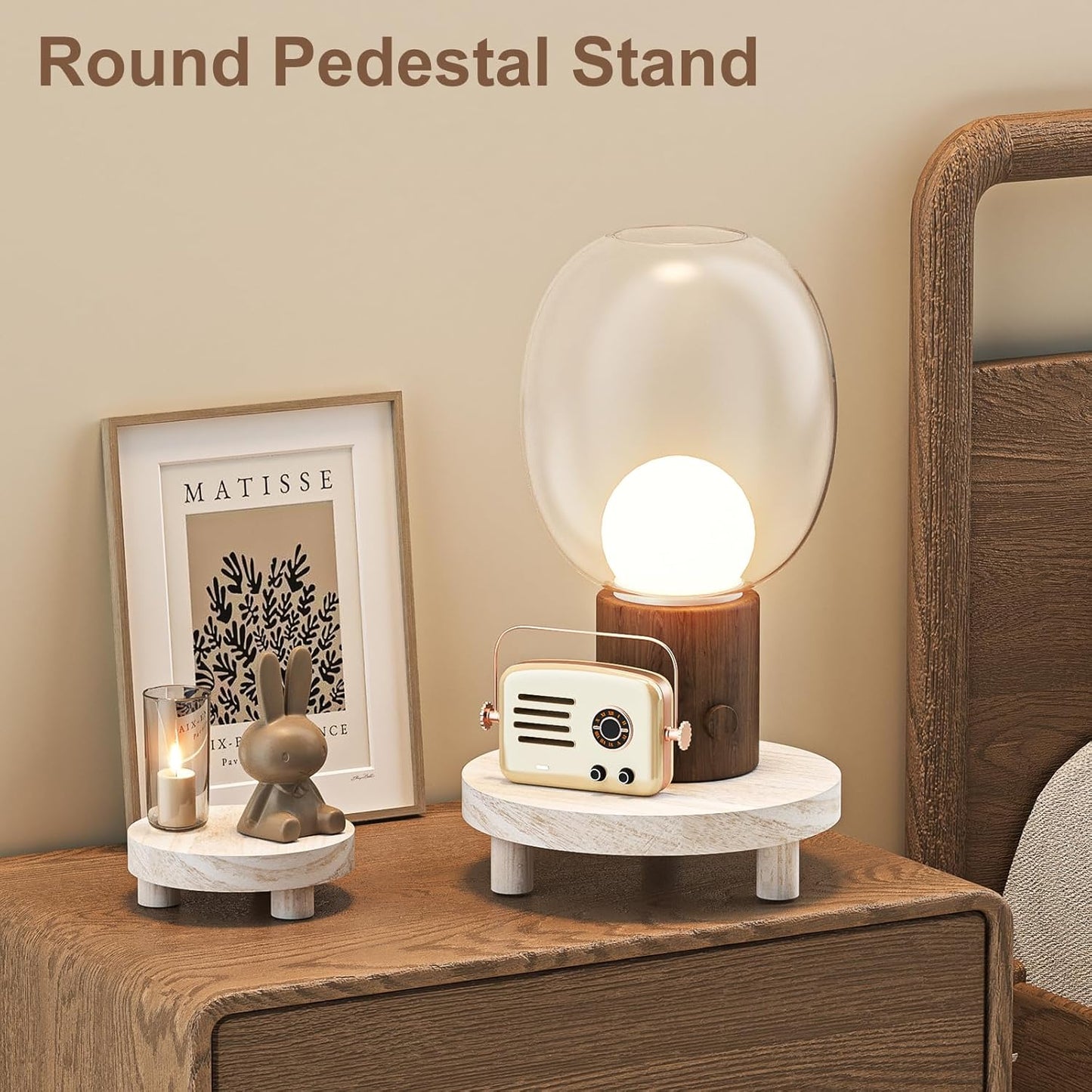 3 Pcs Wood Plant Stand Indoor Outdoor, Round Wood Riser for Decor 6/8/10" Wooden Stool Display Stand Flower Pot Holder Small Planter Tray Modern Potter Decorative for Desktop Counter Room