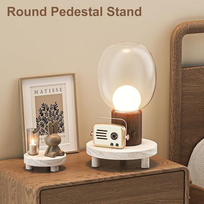 3 Pcs Wood Plant Stand Indoor Outdoor, Round Wood Riser for Decor 6/8/10" Wooden Stool Display Stand Flower Pot Holder Small Planter Tray Modern Potter Decorative for Desktop Counter Room