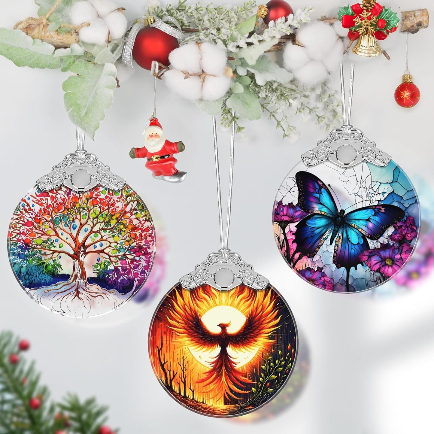 Phoenix Stained Glass Ornament, Christmas Ornaments, Christmas Tree Decorations, Phoenix Christmas Decor, Phoenix Ornaments for Christmas Tree, Holiday Presents, Gift Exchange Ideas