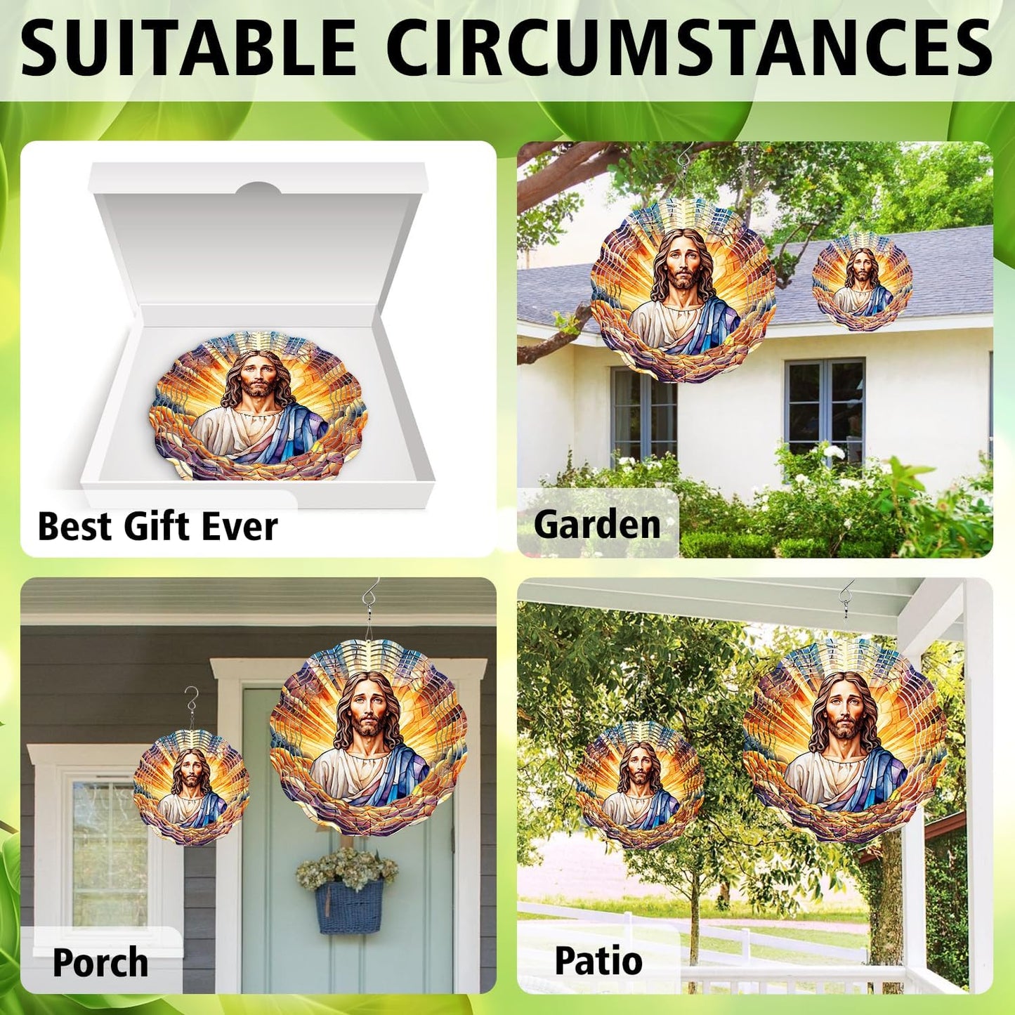 Jesus Wind Spinner, Jesus Wind Spinner Hanging for Yard and Garden, Unique Gift Wind Spinner, 3D Hanging Wind Spinner Outdoor