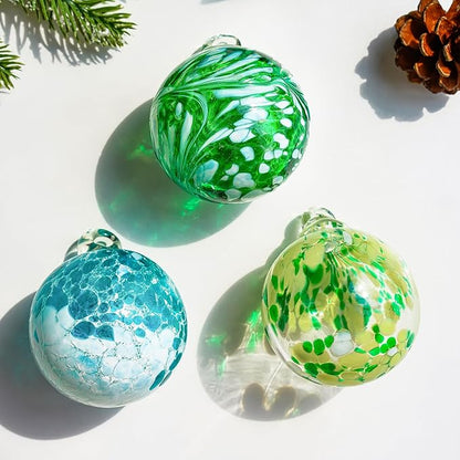 3pcs Hand Blown Glass Gazing Balls Hanging Friendship Ball Decor for Home Garden Patio