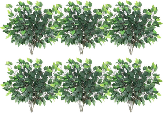 GTIDEA 36PCS Artificial Ficus Leaves Branches Faux Ficus Tree Branches Artificial Greenery Stems Silk Floral Arrangement for Benjamina Tree DIY Wedding Bouquet Summer Wreath Wall Decor (24.04 Inch)