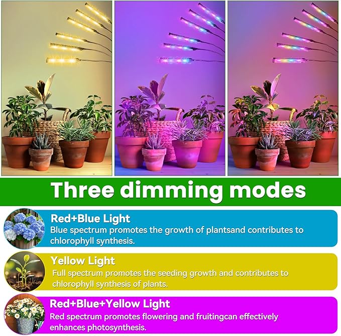 630 LEDs Grow Lights for Indoor Plants, Kalolary Full Spectrum Plant Light with Timer 3/6/9/12/15/18H & 10 Brightness Levels LED Plant Growing Lamps with Tripod Stand