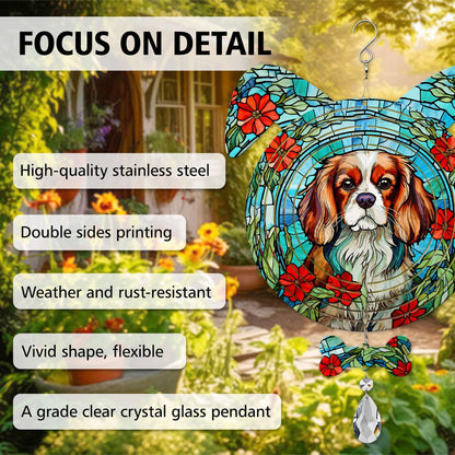 Cavalier King Dog Ears Wind Spinner, Cavalier King Wind Spinner Hanging for Yard and Garden