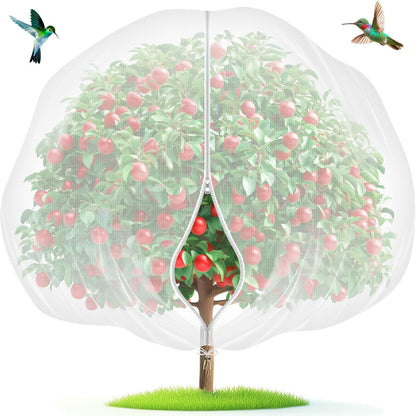 Fruit Tree Netting with Zipper & Drawstring - 4'x6' Garden Plant Net Pest Barrier 0.16 oz/ft to Prevent Cicadas Bird Squirrel Deer - Bug Protection for Blueberry Tomato with Fine Mesh Insect Cover
