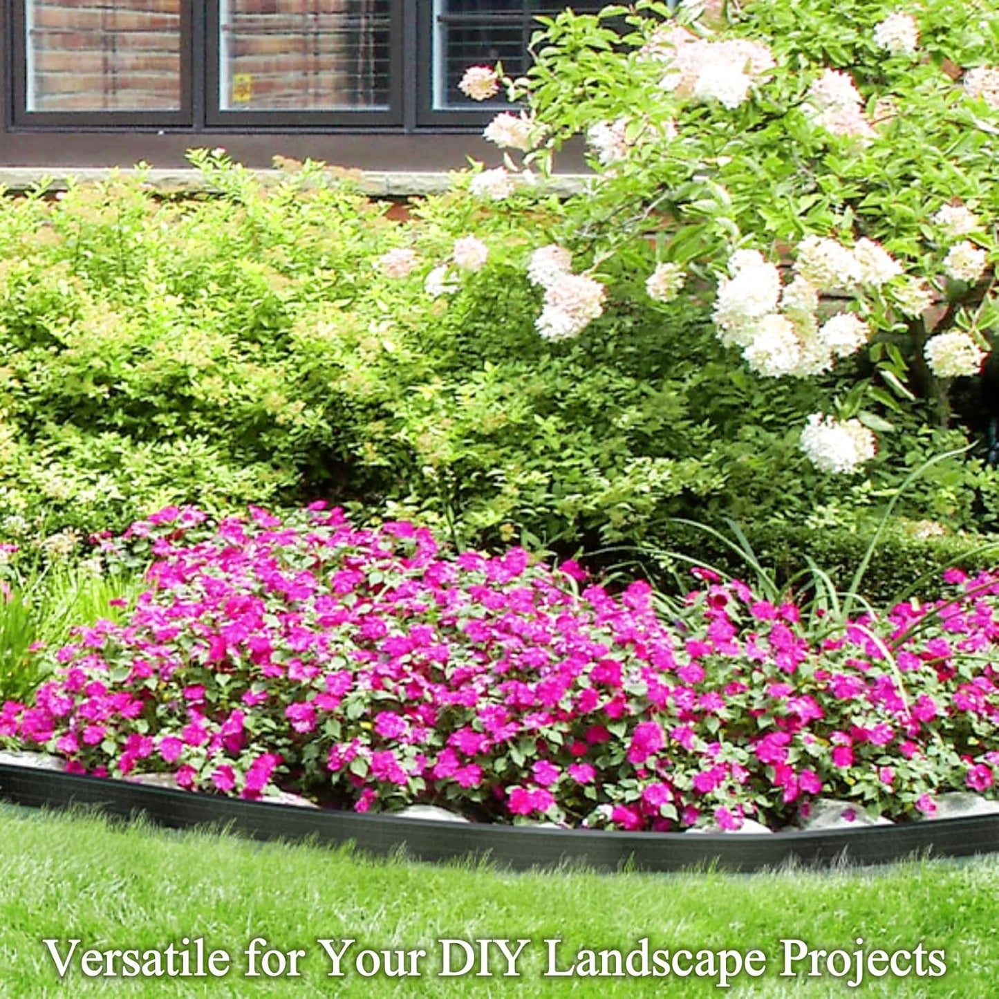 Landscape Edging Border Kit, No Dig Garden Edging Coil with 30 Anchoring Spikes, 2" x 33' Flexible Plastic Lawn Fence Kit for Yard Flowerbeds Grass