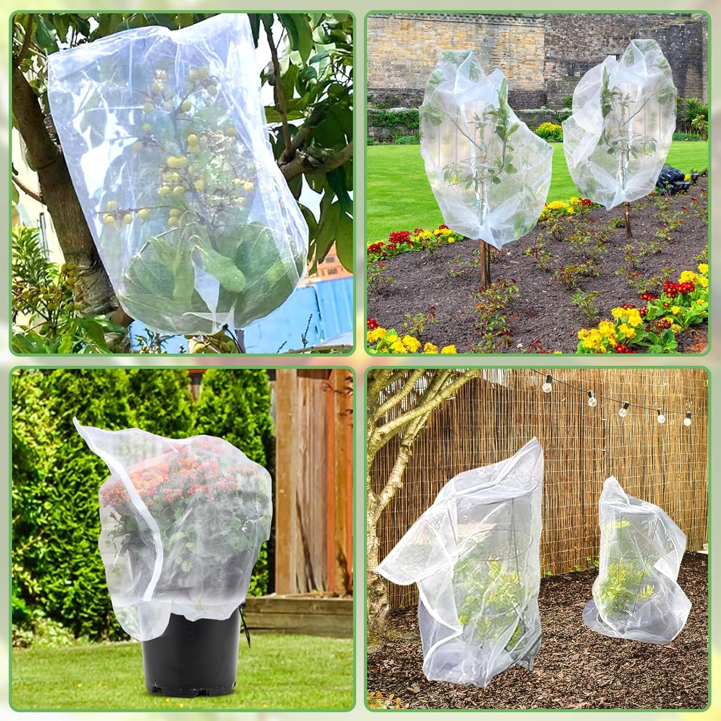 Fruit Tree netting, Blueberry Bush Netting Cover for Garden Protection, 2Pcs 5.3x5.3 FT Garden Plant Netting Pest Barrier for Raised Beds, Bug Mesh Net from Cicadas, Bird for Strawberry, Tomato