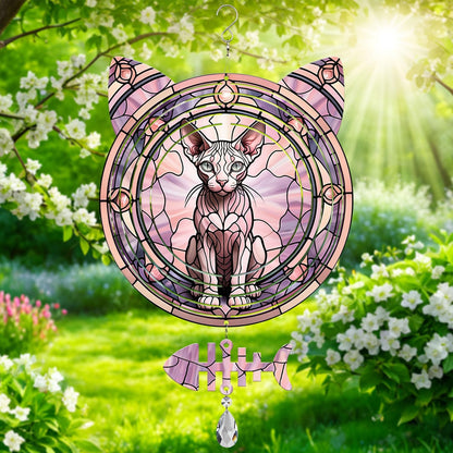 Sphynx Cat Wind Spinner, Sphynx Cat Wind Spinner Hanging for Yard and Garden