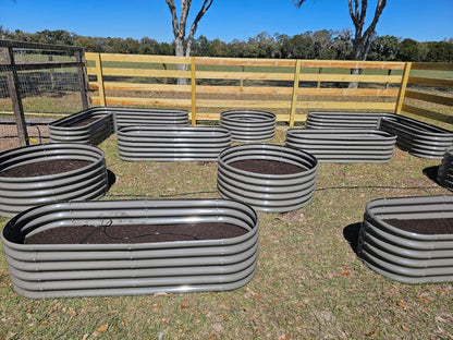A ANLEOLIFE 33-Pack Deep Root Galvanized Raised Garden Beds Outdoor for Planting Vegetables Flowers Herb, Quartz Grey