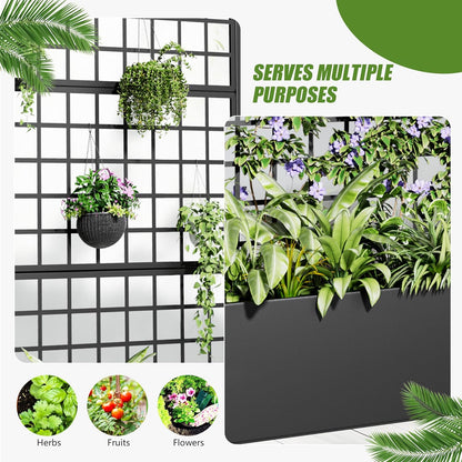 Casaphoria 72"x35" Metal Raised Garden Bed with Trellis(2 Pack), Outdoor Planter Box with Wheels & Drainage Holes for Climbing Plants, Flowers, Elevated Garden Kit with Privacy Screen, Black-Square