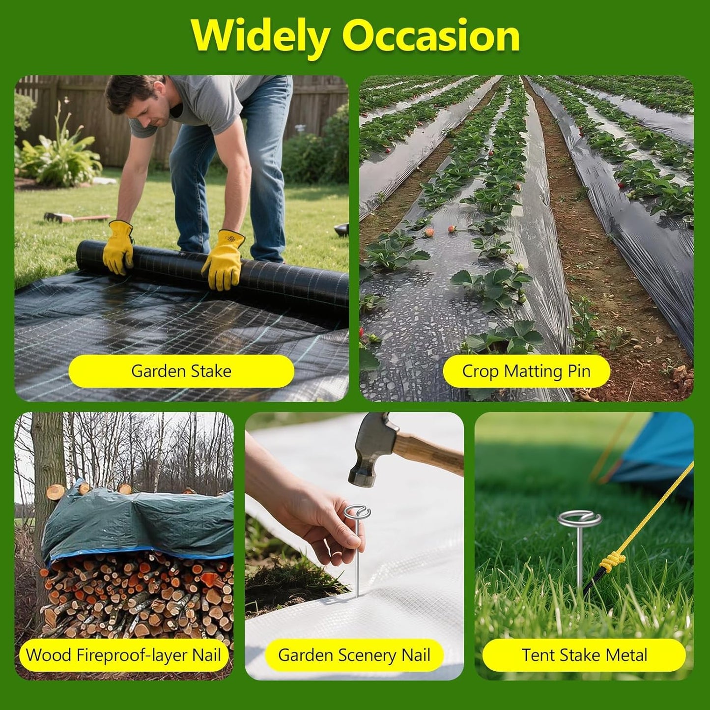 120 Pcs Landscape Fabric Stakes Heavy Duty(8 Gauge), 6 inch Galvanized Garden Weed Barrier Stakes for Plant Support, More Holding Power Than U-Shaped Ground Nail, Not Easy to Bend