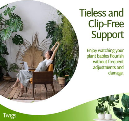 Stackable Monstera Plant Support Stakes, Climbing Plants Support Structures for Indoor & Outdoor Use, Garden Accessories, Alternative to Moss Pole - Monstera Green, 5 Pack, 17" L