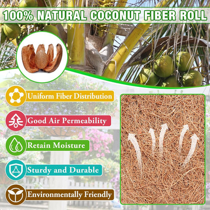 ZeeDix 16 x 120 inches Thickened Coco Liner Roll for Planters- Natural Coconut Flower Basket Liners Coco Coir Mat for Plants Flowers Vegetables Reptiles Carpet