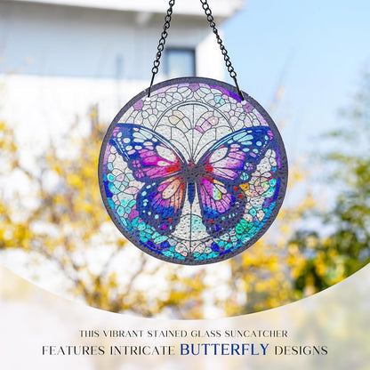 kanpura Sun Catchers Indoor Window Butterfly Stained Glass Suncatcher Window Hanging Decoration for Living Room Bedroom Home Balcony Decoration (6.3 Inch)