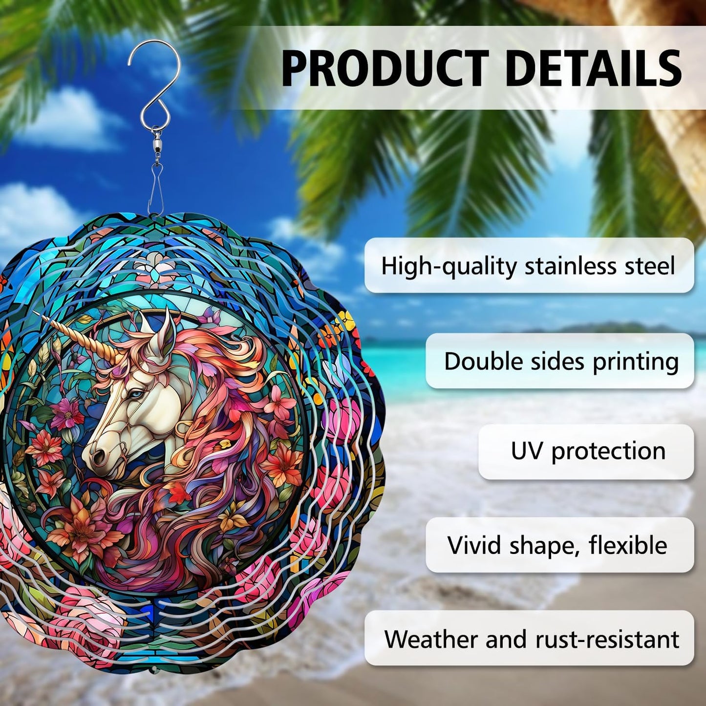 Unicorn Wind Spinner, Unicorn Wind Spinner Hanging for Yard and Garden, Unique Gift Wind Spinner, 3D Hanging Wind Spinner Outdoor