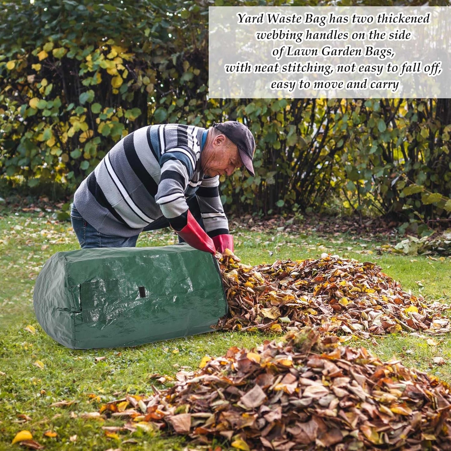 Berlune 6 Pcs Reusable Yard Waste Bags with Lid and Handles Extra Large Lawn Bags for Collecting Fall Leaves Heavy Duty Garden Trash Container for Camping Outdoor Debris Branches Grass(72 Gallon)