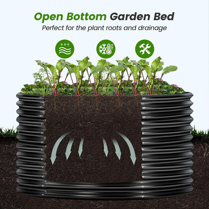 Land Guard 3×3×3ft Galvanized Raised Garden Bed Kit, Round Galvanized Planter Raised Garden Boxes Outdoor, Large Metal Raised Garden Beds for Vegetables, Grey