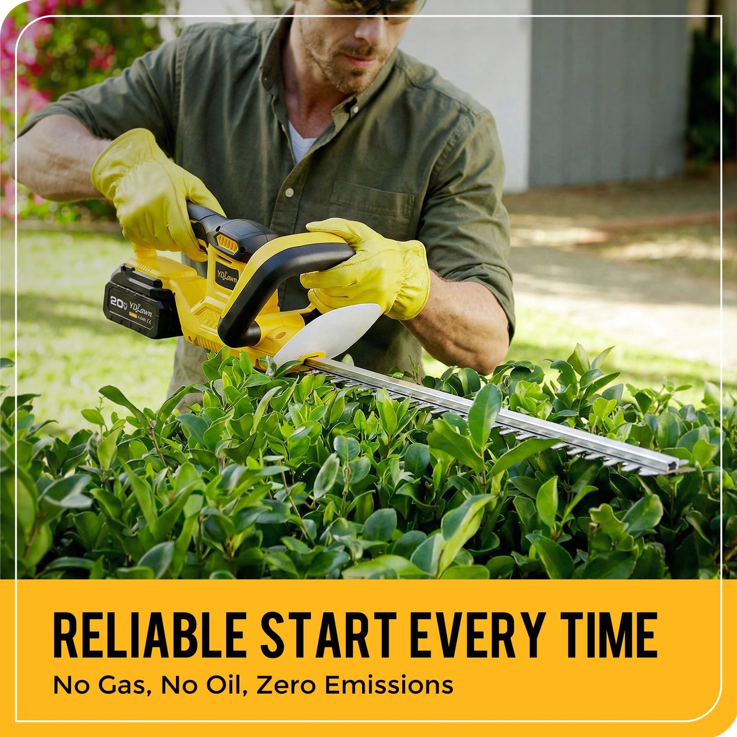 YDlawn 20V Cordless Hedge Trimmer, 22-Inch Blade, 2 x 4.0Ah Batteries