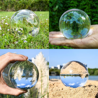 80mm Clear Crystal Ball with Stand, Photography Lensball Prop for Magical Shots, Optical Glass Sphere Decorative Balls Gifts for Meditation Divination