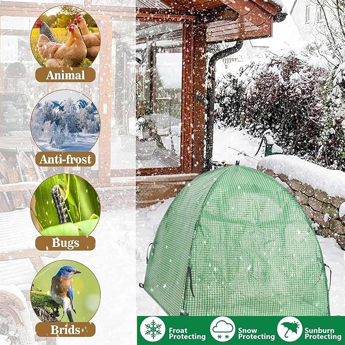 2 Pack Plant Freeze Protection Covers Winter Shrub Covers Plant Frost Protection Tent, Warm Plant Tents Protecting Fruit Potted Plants Tree from Freezing Animals Eating ((22x22x23in, PVC Grid))