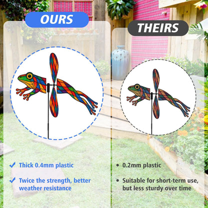Frog Petite Spinner Outdoor, Frog Wind Spinner for Yard and Garden