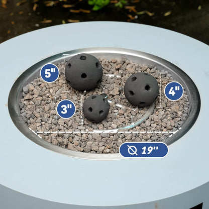 Skyflame Hollow Ceramic Balls, Set of 6 Round Fire Stones Set for Indoor and Outdoor Fire Pits or Fireplaces Accessory, 5 Inch, Black
