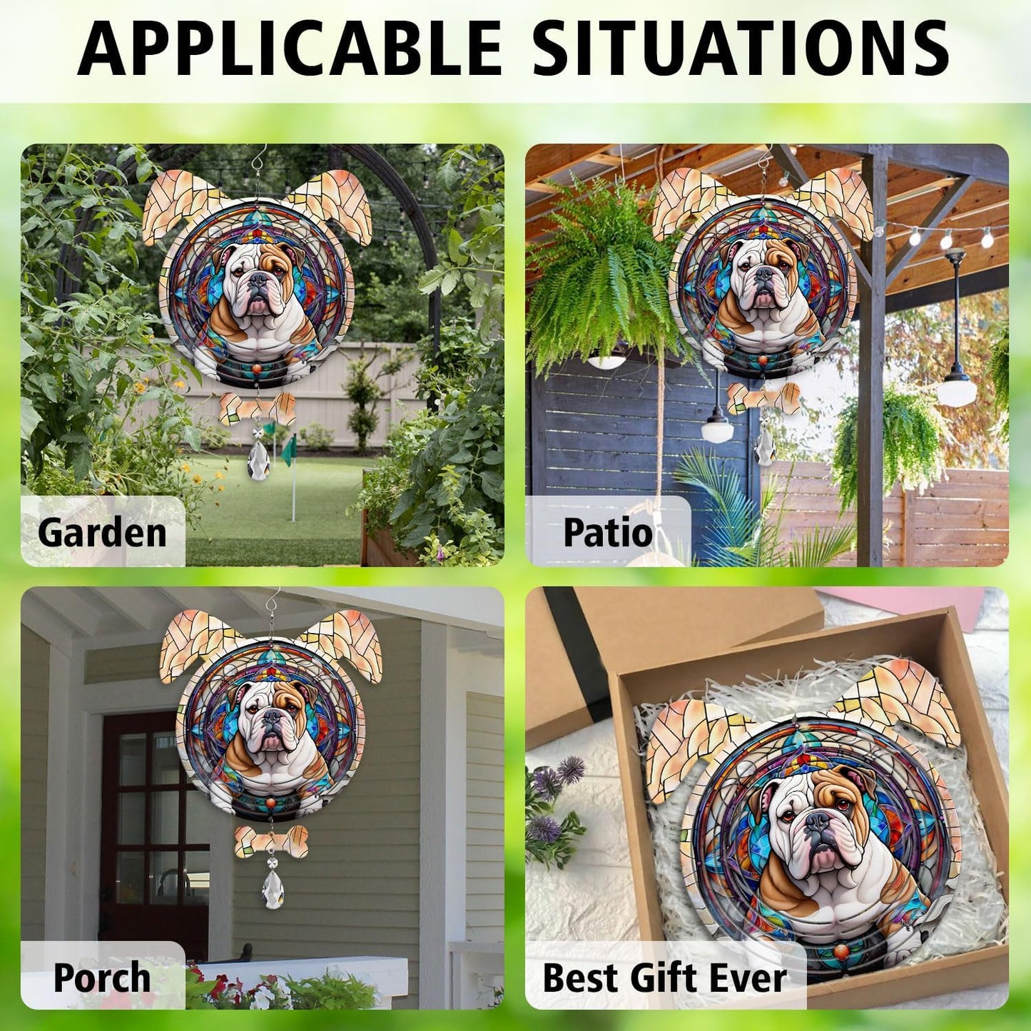 Bulldog Dog Ears Wind Spinner, Bulldog Wind Spinner Hanging for Yard and Garden