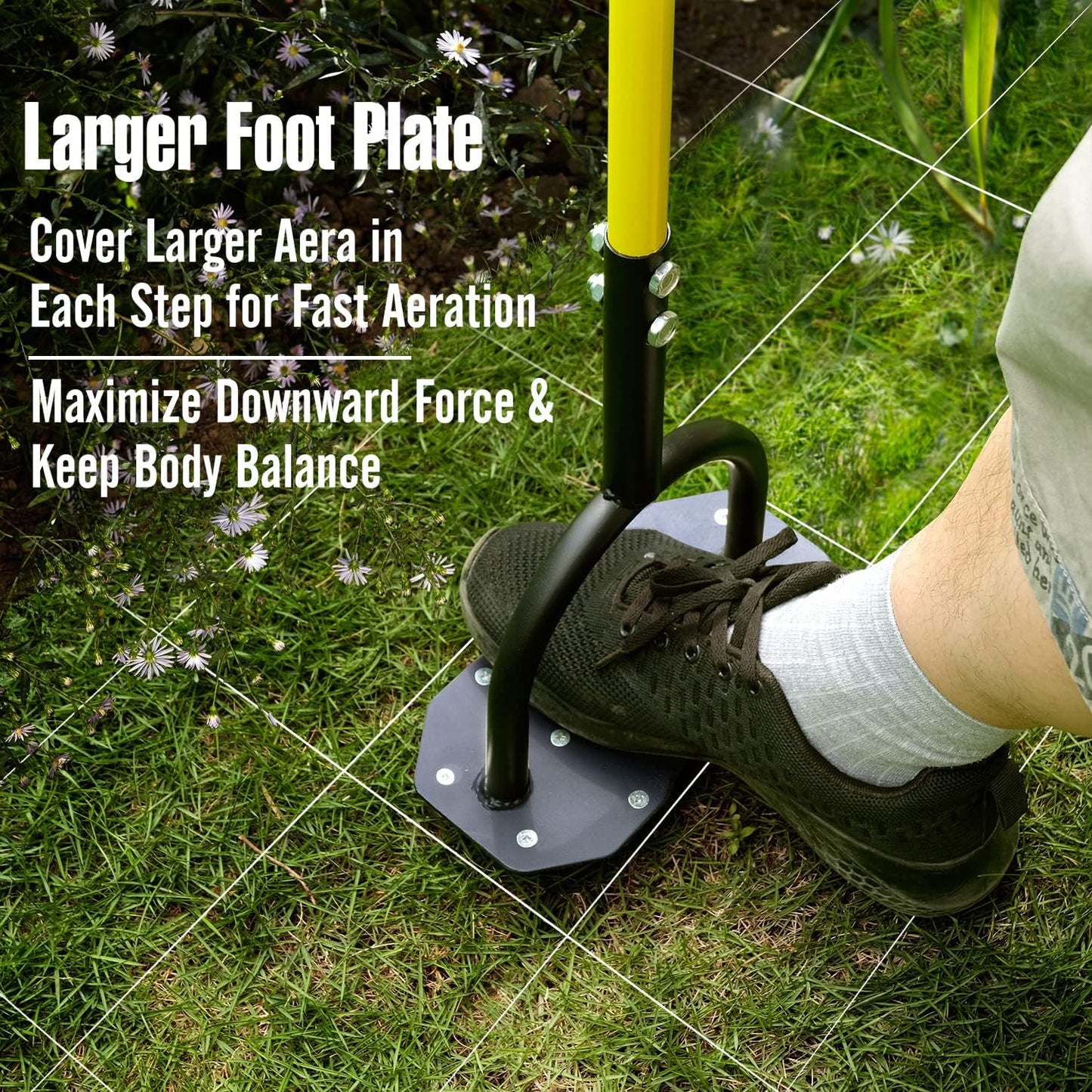 Jardineer Lawn Aerator Spike Tool, Updated 36" Metal Grass Aerator with Longer Spikes, Pre-Assembled Manual Yard Aerator for Lawn Aeration, Soil Aerating