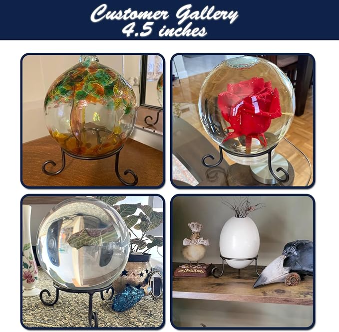 Black Iron Gazing Globe Stand, Wrought Iron Sphere Holder, Crystal Ball and Glass Bowl Display