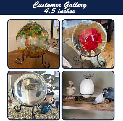 Black Iron Gazing Globe Stand, Wrought Iron Sphere Holder, Crystal Ball and Glass Bowl Display