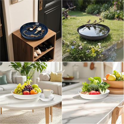 14 Inch Plant Saucer Tray 4 5 6 8 10 12 14 15 Inch Ceramic Plant Saucers for Indoors Outdoor, Drainage Drip Water Trays for Planter Pots Flower, Glazed Pot Saucers Trays (15 Inch)