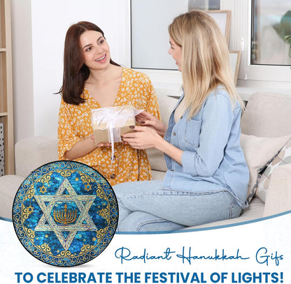 FLAGWIX Christmas Hanukkah Gifts for Women Men - Star of David Stained Glass Window Hanging 10 in - Hanukkah Decorations Suncatcher, Religious Jewish Gifts for Mom Grandma, Christmas Decorations