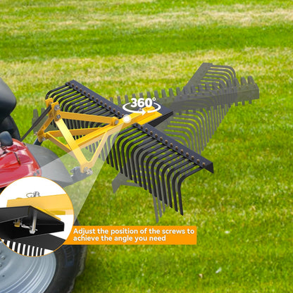 YINTATECH 3 Point Rock Rake, Landscape 3 Point Rake for Tractor, 60", Black & Yellow