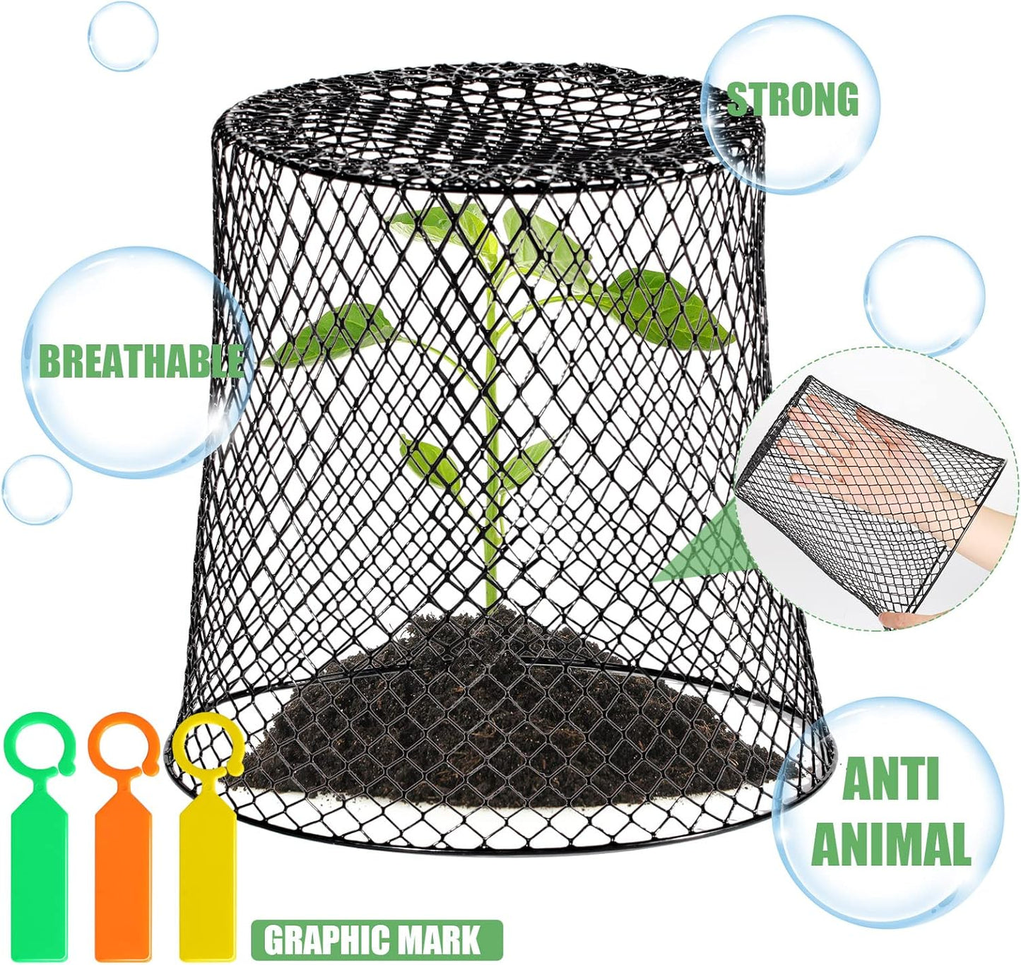 10 Pcs 8inch Chicken Wire Plant Covers Wire Garden Cloches Chicken Wire Cloche Plant Protector Metal Heavy Duty Garden Plant Cloche for Keeping Bunnies Chicken Squirrels Birds Other Out